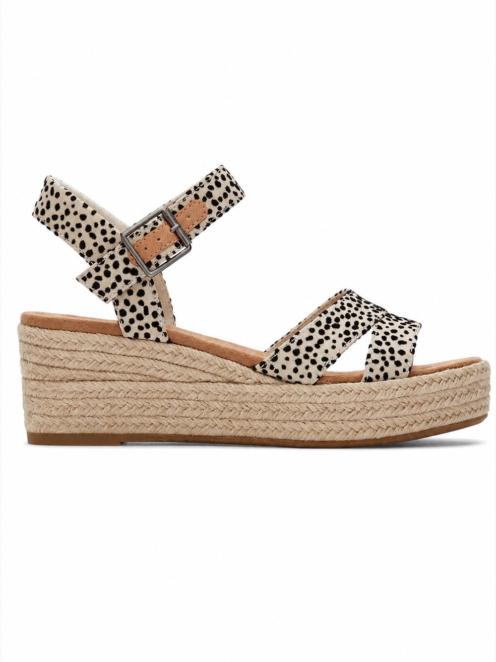 TOMS Womens Audrey Espadrille Wedge Platform Sandals Animal Print 9M Boho